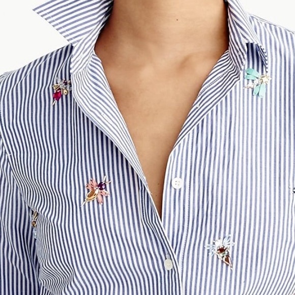 🚫SOLD🚫 NWT J. Crew Perfect Blue Striped Shirt - Picture 3 of 8